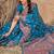 Turquoise soft silk blend banarasi jacuard work designer party wear saree with unstitched blouse piece