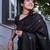 Black soft silk blend banarasi jacuard work designer party wear saree with unstitched blouse piece