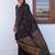 Black soft silk blend banarasi jacuard work designer party wear saree with unstitched blouse piece