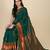 Green soft silk blend banarasi jacuard work designer party wear saree with unstitched blouse piece