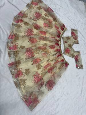 Light Yellow Floral Embroidered Taby Silk Lehenga 4