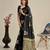 Black soft silk blend banarasi jacuard work designer party wear saree with unstitched blouse piece
