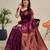 Purple soft silk blend banarasi jacuard work designer party wear saree with unstitched blouse piece