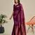 Purple soft silk blend banarasi jacuard work designer party wear saree with unstitched blouse piece