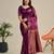 Purple soft silk blend banarasi jacuard work designer party wear saree with unstitched blouse piece