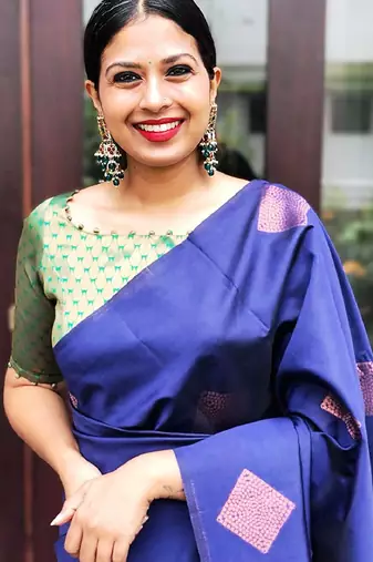 Blue green soft silk blend banarasi jacuard work designer party wear saree with unstitched blouse piece