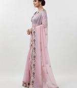 light pink embroidery work organza saree