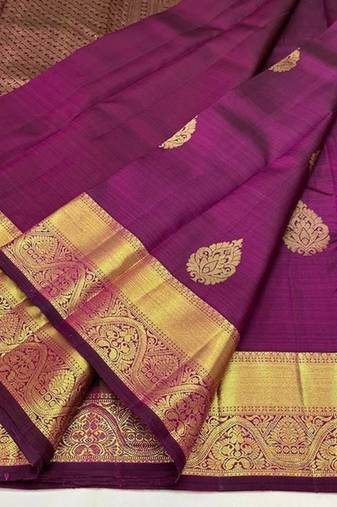 Purple soft silk blend banarasi jacuard work designer party wear saree with unstitched blouse piece