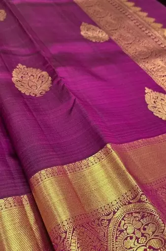 Purple silk blend banarasi saree with unstitched blouse piece