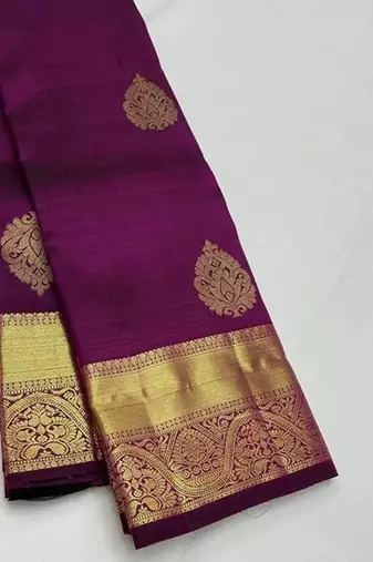 Purple silk blend banarasi saree with unstitched blouse piece