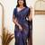 Blue soft silk blend banarasi jacuard work designer party wear saree with unstitched blouse piece