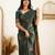 Green soft silk blend banarasi jacuard work designer party wear saree with unstitched blouse piece