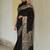 Black soft silk blend banarasi jacuard work designer party wear saree with unstitched blouse piece
