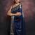 Blue soft silk blend banarasi jacuard work designer party wear saree with unstitched blouse piece