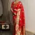 Red soft silk blend banarasi jacuard work designer party wear saree with unstitched blouse piece