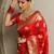 Red soft silk blend banarasi jacuard work designer party wear saree with unstitched blouse piece