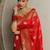 Red soft silk blend banarasi jacuard work designer party wear saree with unstitched blouse piece