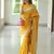 Yellow soft silk blend banarasi jacuard work designer party wear saree with unstitched blouse piece