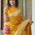 Yellow soft silk blend banarasi jacuard work designer party wear saree with unstitched blouse piece