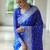 Royal blue soft silk blend banarasi jacuard work designer party wear saree with unstitched blouse piece