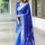 Royal blue soft silk blend banarasi jacuard work designer party wear saree with unstitched blouse piece