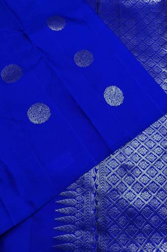 Royal blue soft silk blend banarasi jacuard work designer party wear saree with unstitched blouse piece