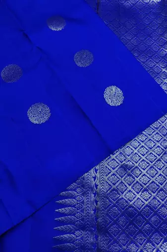 Royal blue soft silk blend banarasi jacuard work designer party wear saree with unstitched blouse piece