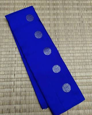 Royal blue silk blend banarasi saree with unstitched blouse piece 2