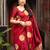 Maroon soft silk blend banarasi jacuard work designer party wear saree with unstitched blouse piece