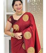 Maroon soft silk blend banarasi jacuard work designer party wear saree with unstitched blouse piece