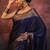 Neavy blue soft silk blend banarasi jacuard work designer party wear saree with unstitched blouse piece