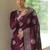 Wine soft silk blend banarasi jacuard work designer party wear saree with unstitched blouse piece