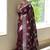 Wine soft silk blend banarasi jacuard work designer party wear saree with unstitched blouse piece