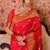 Red soft silk blend banarasi jacuard work designer party wear saree with unstitched blouse piece