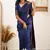 Blue soft silk blend banarasi jacuard work designer party wear saree with unstitched blouse piece