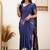 Blue soft silk blend banarasi jacuard work designer party wear saree with unstitched blouse piece