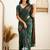 Green soft silk blend banarasi jacuard work designer party wear saree with unstitched blouse piece