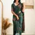 Green soft silk blend banarasi jacuard work designer party wear saree with unstitched blouse piece