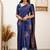 Blue soft silk blend banarasi jacuard work designer party wear saree with unstitched blouse piece