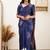 Blue soft silk blend banarasi jacuard work designer party wear saree with unstitched blouse piece