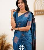 Morpch soft silk blend banarasi jacuard work designer party wear saree with unstitched blouse piece