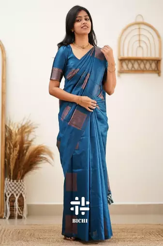 Morpch silk blend banarasi saree with unstitched blouse piece