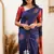 Blue red soft silk blend banarasi jacuard work designer party wear saree with unstitched blouse piece
