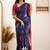 Blue red soft silk blend banarasi jacuard work designer party wear saree with unstitched blouse piece