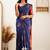 Blue red soft silk blend banarasi jacuard work designer party wear saree with unstitched blouse piece