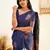 Blue soft silk blend banarasi jacuard work designer party wear saree with unstitched blouse piece