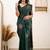 Green soft silk blend banarasi jacuard work designer party wear saree with unstitched blouse piece