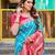 Sky blue soft silk blend banarasi jacuard work designer party wear saree with unstitched blouse piece