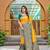 Yellow soft silk blend banarasi jacuard work designer party wear saree with unstitched blouse piece