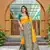 Yellow soft silk blend banarasi jacuard work designer party wear saree with unstitched blouse piece